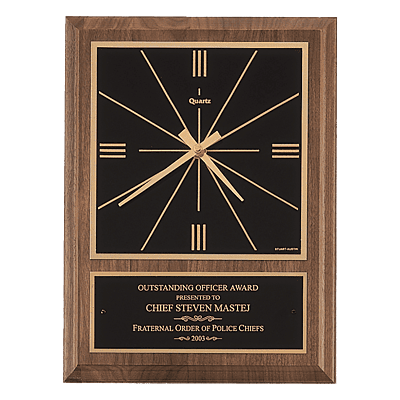 American Walnut Square Face Quartz Clock with  Plate