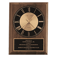 American Walnut Round Face Quartz Clock with  Plate