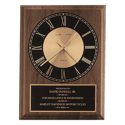 American Walnut Round Face Quartz Clock with  Plate