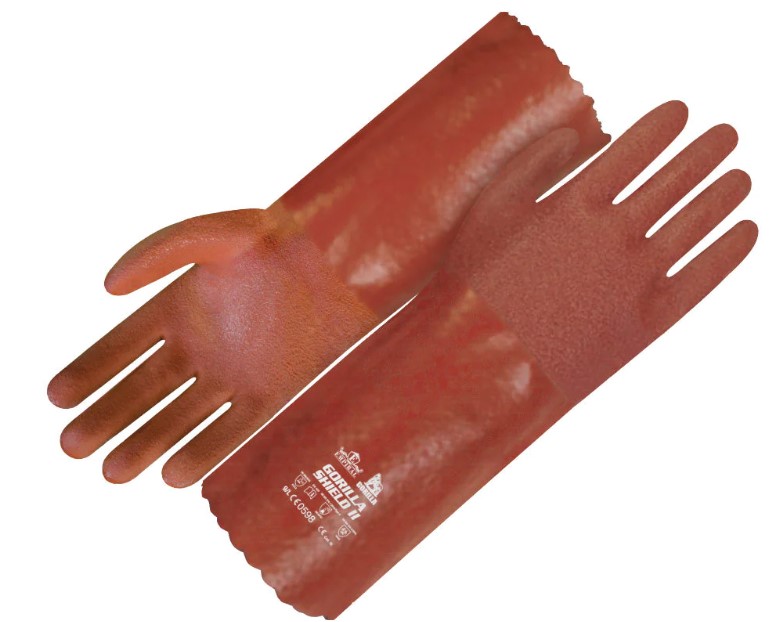 Chemical Resistant Gloves Pvc Coating with granular, Gorilla Shield II