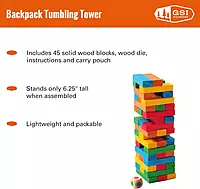 Outside Inside Backpack Portable Wood Block Travel Jenga Game Set