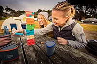 Outside Inside Backpack Portable Wood Block Travel Jenga Game Set