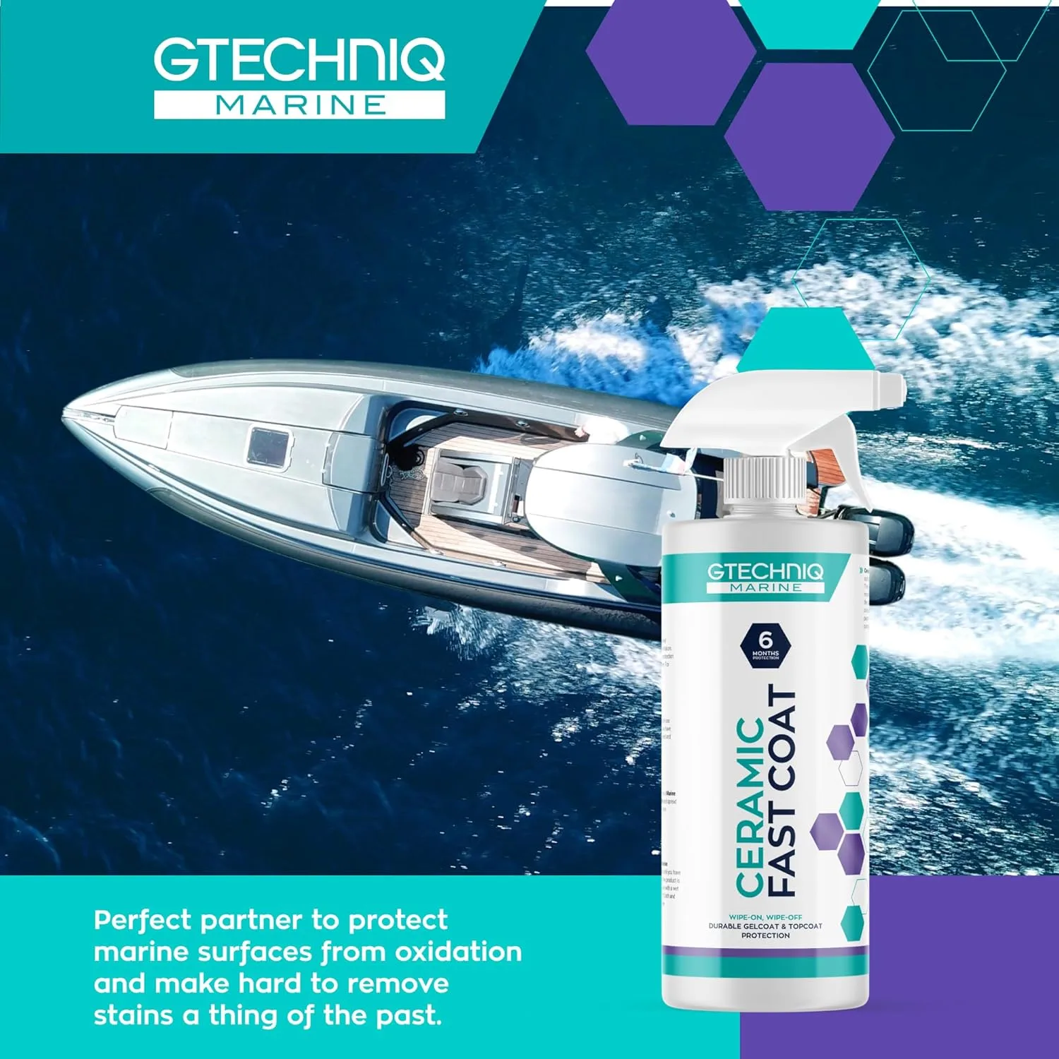 Gtechniq Ceramic Fast Coat - Marine Ceramic Coat - Spray-on, Wipe-Off Ceramic Sealant for Boats
