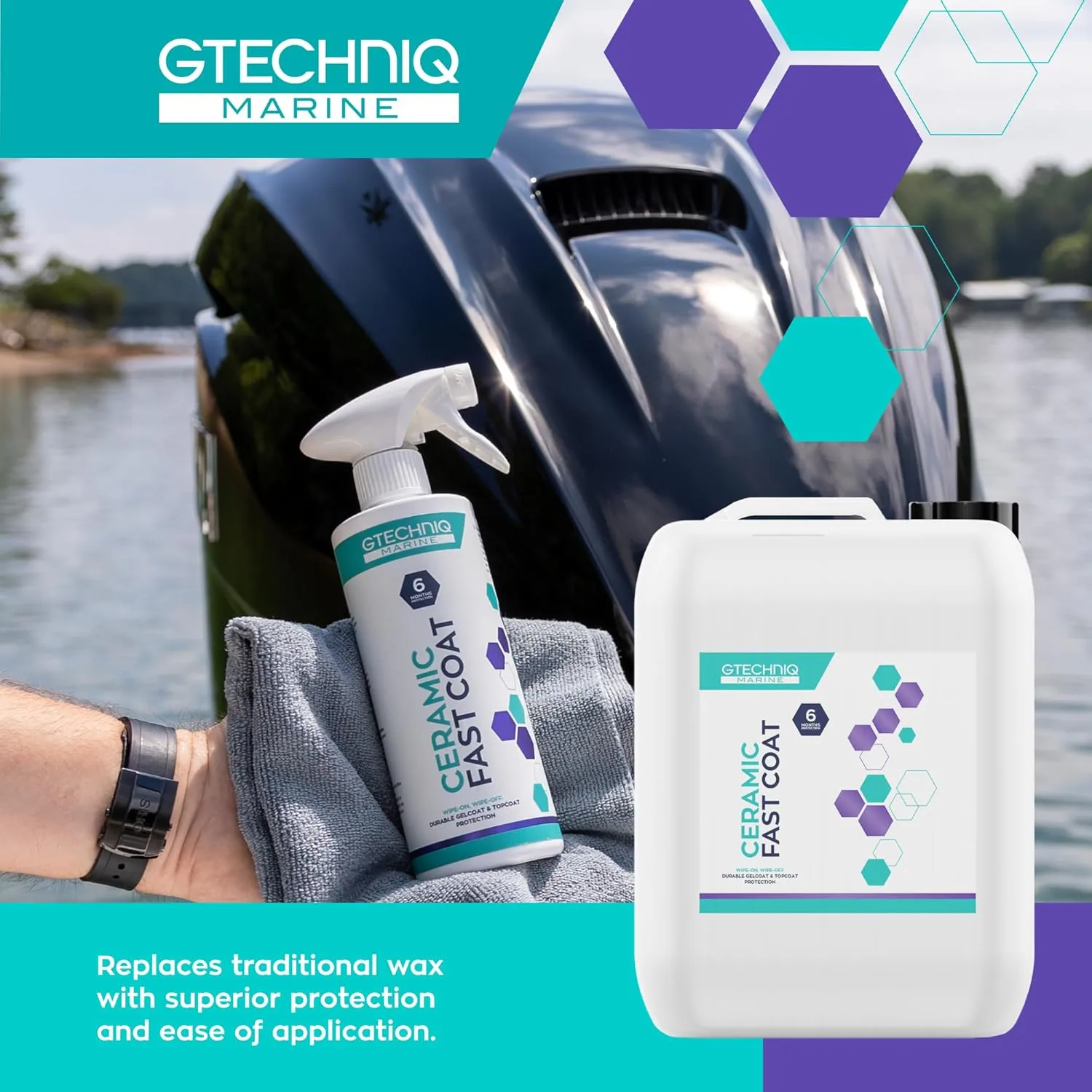 Gtechniq Ceramic Fast Coat - Marine Ceramic Coat - Spray-on, Wipe-Off Ceramic Sealant for Boats