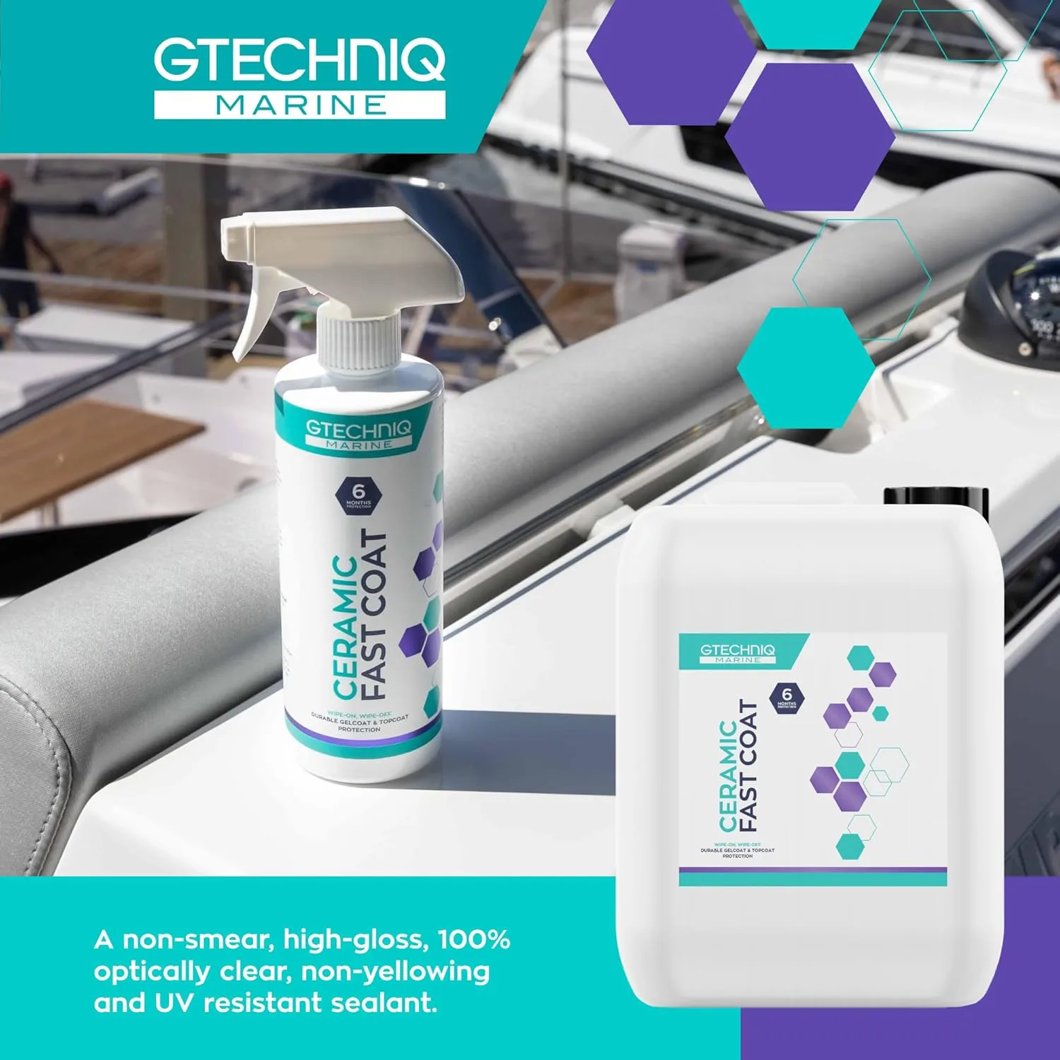 Gtechniq Ceramic Fast Coat - Marine Ceramic Coat - Spray-on, Wipe-Off Ceramic Sealant for Boats
