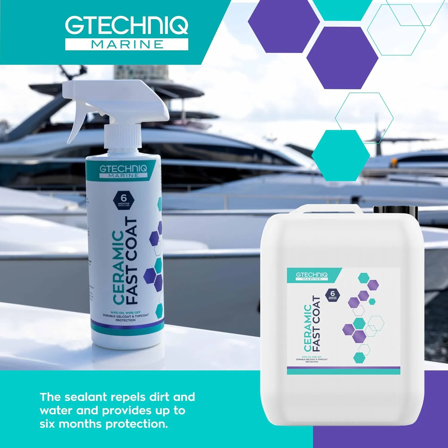 Gtechniq Ceramic Fast Coat - Marine Ceramic Coat - Spray-on, Wipe-Off Ceramic Sealant for Boats