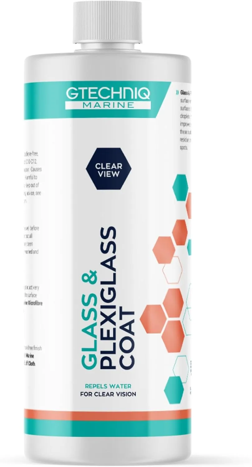 Gtechniq Marine Glass & Plexiglass Coat – Suitable for Glass, Plexiglass and Perspex - Repels Water for Clear Vision – 250ml