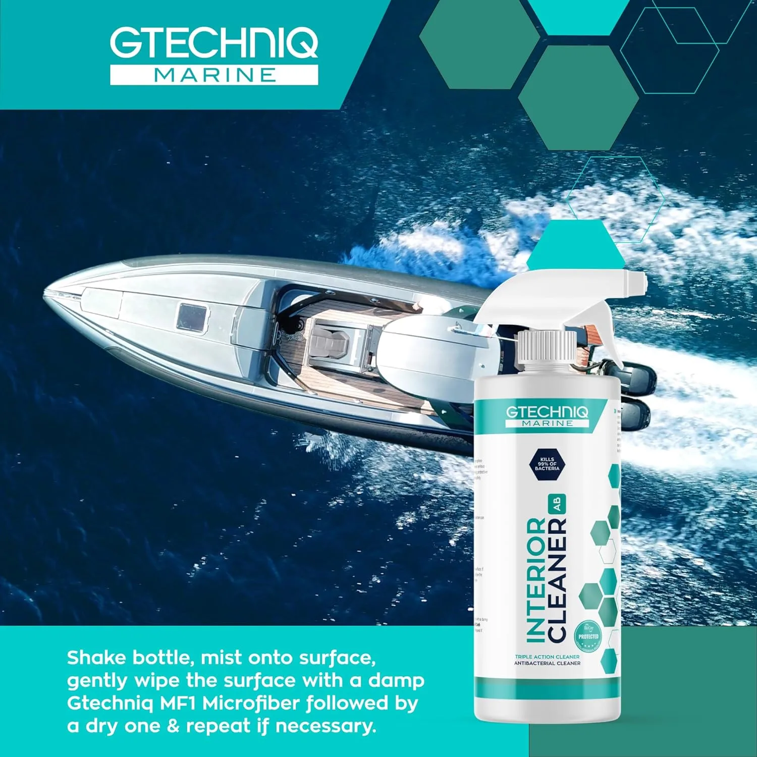 Gtechniq Marine Interior Cleaner for Hard and Soft Surfaces on Boat, Powerboat, Jet Ski and Yacht, Fabric Safe