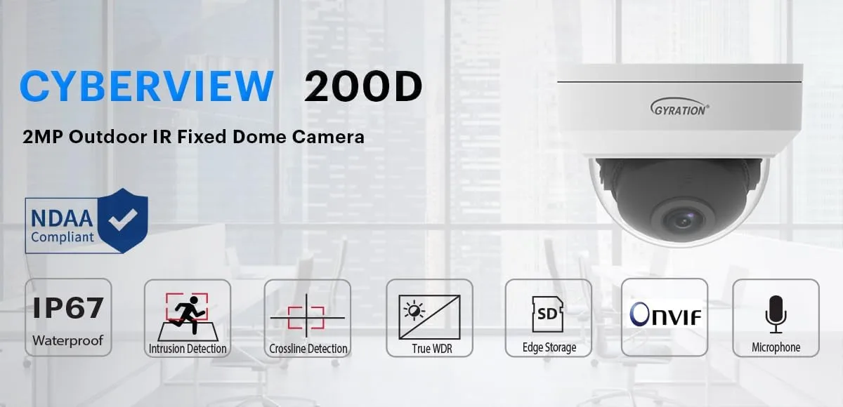 Gyration CYBERVIEW 200 2 MP Indoor/Outdoor IR Fixed Security Camera