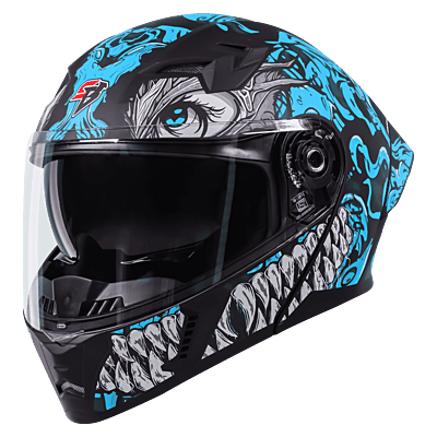STEELBIRD SBA-20 ISS DRACO GLOSSY BLACK/JAZZ BLUE C/V 580 MM WITH EXTRA SMOKE VISOR