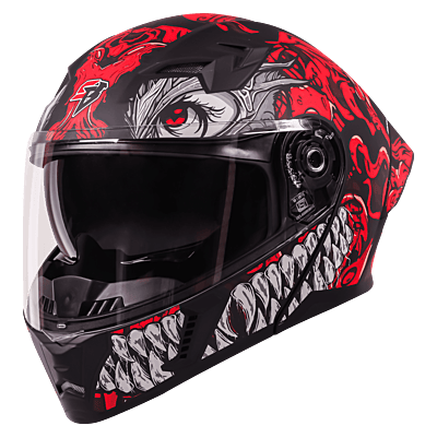 STEELBIRD SBA-20 ISS DRACO GLOSSY BLACK/RED C/V 600 MM WITH EXTRA SMOKE VISOR