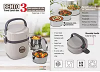 Bento Travel Lunch box with 3 Steel containers & Lifter