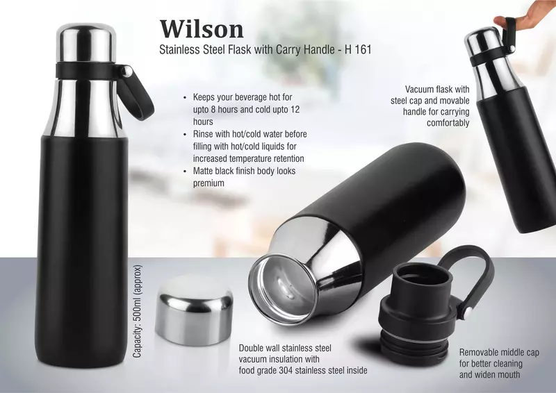 Wilson: Stainless steel flask with carry handle