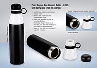 Pearl Double cap Vacuum bottle in metallic finish with carry loop