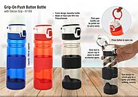 Grip-On: Push button water bottle with silicon grip