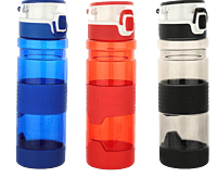 Grip-On: Push button water bottle with silicon grip
