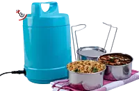 Electro Steel: 3 container electric steel lunch box with Auto cut function