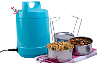 Electro Steel: 3 container electric steel lunch box with Auto cut function