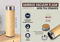 Stainless steel Bamboo Vacuum flask with Tea Strainer