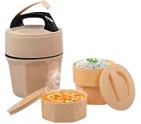 Octomeal Eco: 3 Plastic container lunch box with spoon