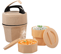 Octomeal Eco: 3 Plastic container lunch box with spoon