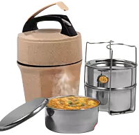Octomeal Eco: 3 Steel container lunch box with spoon | Made from Eco friendly material