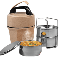 Octomeal Eco: 3 Steel container lunch box with spoon | Made from Eco friendly material