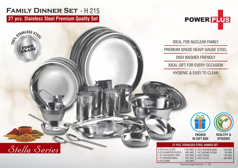 Family Dinner Set: 27 pc Stainless Steel Premium Quality set