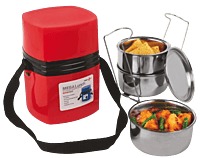 Power Plus Mega Steel Lunch Box- 3 Stainless steel containers with lifter