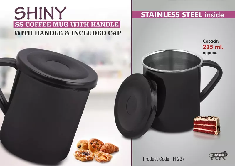 Shiny Steel Coffee mug with handle
