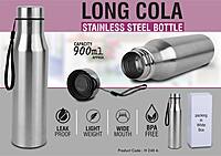 Long cola stainless steel single wall bottle with carry strap