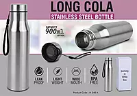 Long cola stainless steel single wall bottle with carry strap