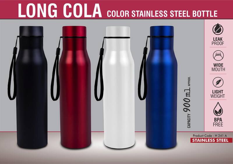 Long Cola Colored Stainless steel single wall bottle