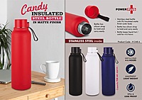 Candy: Insulated Steel Bottle with carry strap in Matte Finish | Keeps Hot & Cold