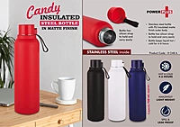 Candy: Insulated Steel Bottle with carry strap in Matte Finish | Keeps Hot & Cold