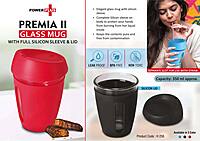 Premia II: Glass mug with Full Silicon Sleeve & lid