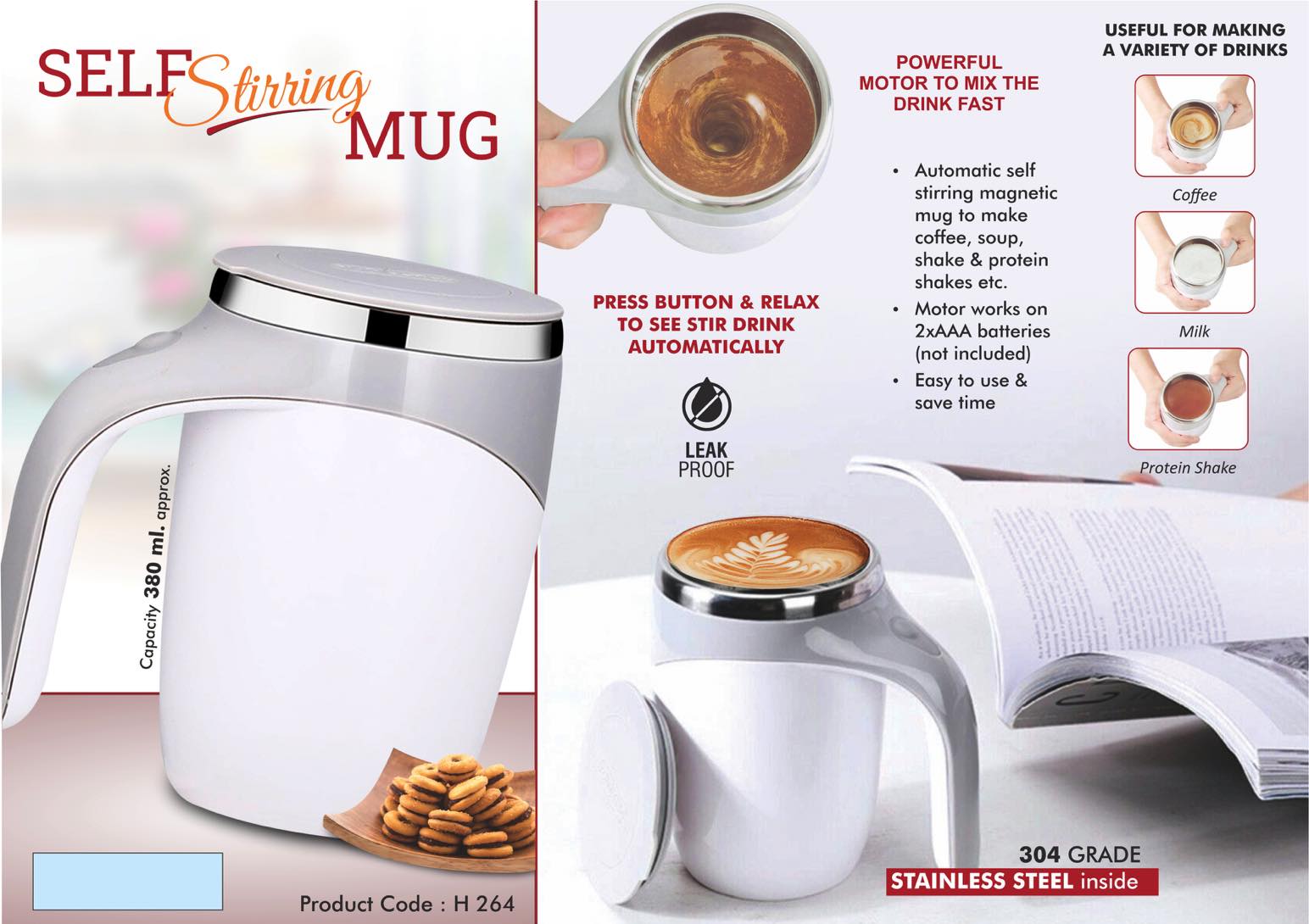 Self Stirring mug | 304 grade steel