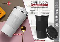 Cafe Buddy: Stainless Steel Vacuum coffee mug with Silicon Grip