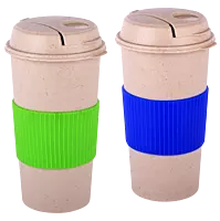 Tall Bamboo Coffee mug: Eco friendly mug with flip top Lid and Anti-Scald sleeve