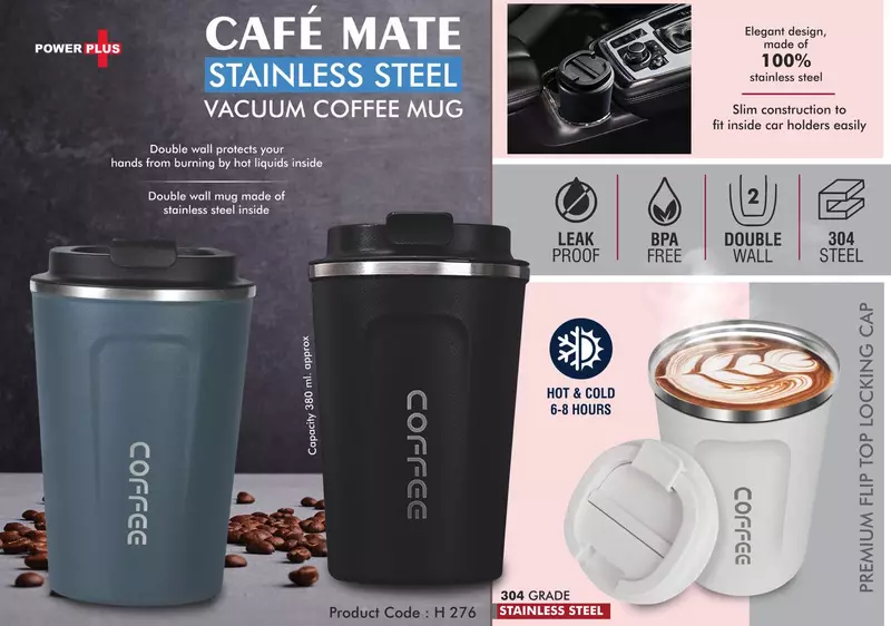 Cafe Mate: Stainless Steel Vacuum coffee mug