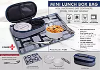 Mini Lunch box bag with 2 Microwave safe containers, Spoon, Fork and Tablemat