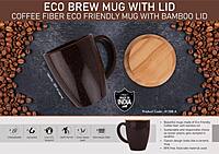 EcoBrew Mug with Lid : Coffee Fiber Eco Friendly Mug with Bamboo Lid