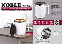 Noble: Mid Size Stainless Steel Double wall Coffee mug with Pointy handle