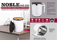Noble: Mid Size Stainless Steel Double wall Coffee mug with Pointy handle