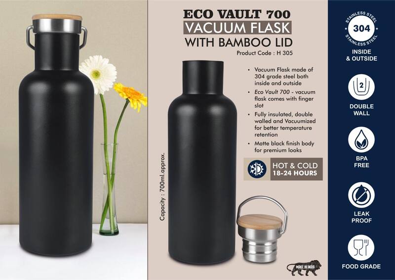EcoVault 700: 700 ml vacuum flask with Bamboo lid