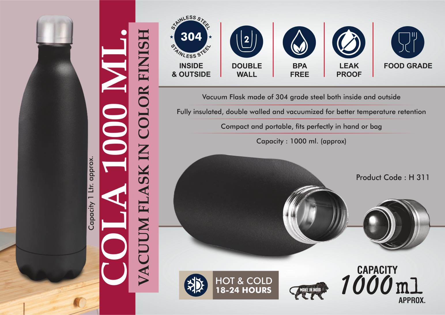 Cola 1000 ml Vacuum flask in Color Finish