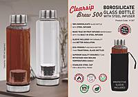 ClearSip Brew 500: Borosilicate Glass Bottle with Steel Infuser
