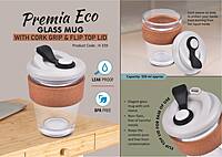 Premia Eco: Glass mug with Cork grip & Flip Top lid