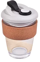 Premia Eco: Glass mug with Cork grip & Flip Top lid