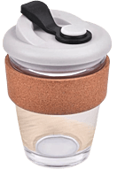 Premia Eco: Glass mug with Cork grip & Flip Top lid